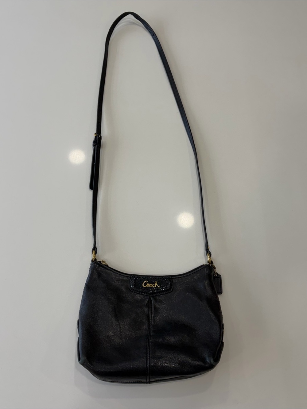 Coach Ashley Crossbody Handbag, Black Gold Sequins